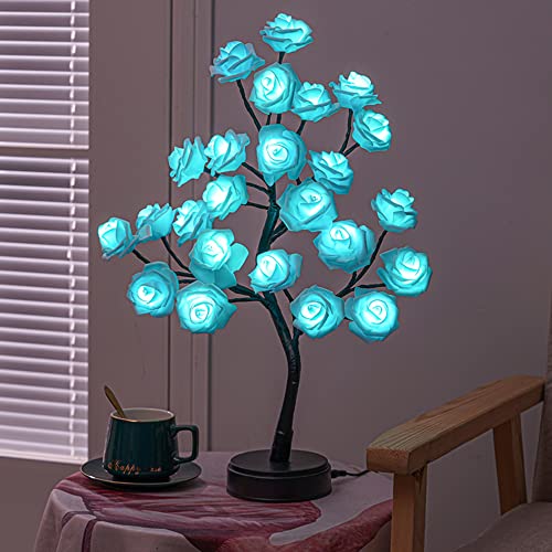 Rose Tree Lamp,Flower Lamp Tabletop Bonsai Tree Light With Remote Color Changing 24 Led Rose Flower Artificial Tree Lamp, Usb Operated Lighted Tree For Home Wedding Bedroom Tabletop Decoration #TOP5