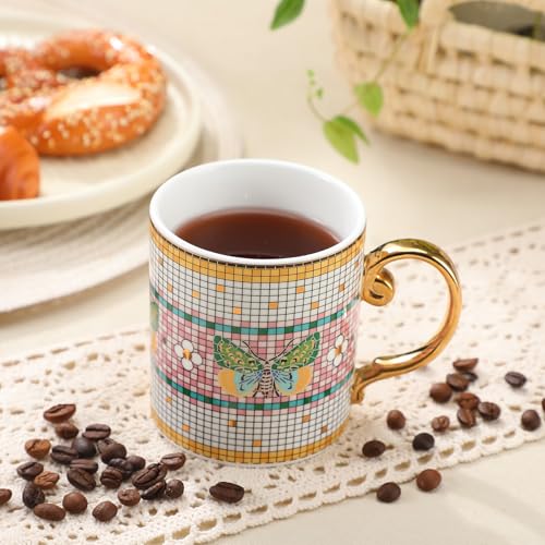 Set de 2 tazas de café de cerámica con diseño butterfly miniatura 6