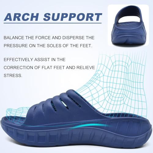 Image of KuaiLu Mens Orthotic Recovery Sandals Arch Support Slides Plantar Fasciitis