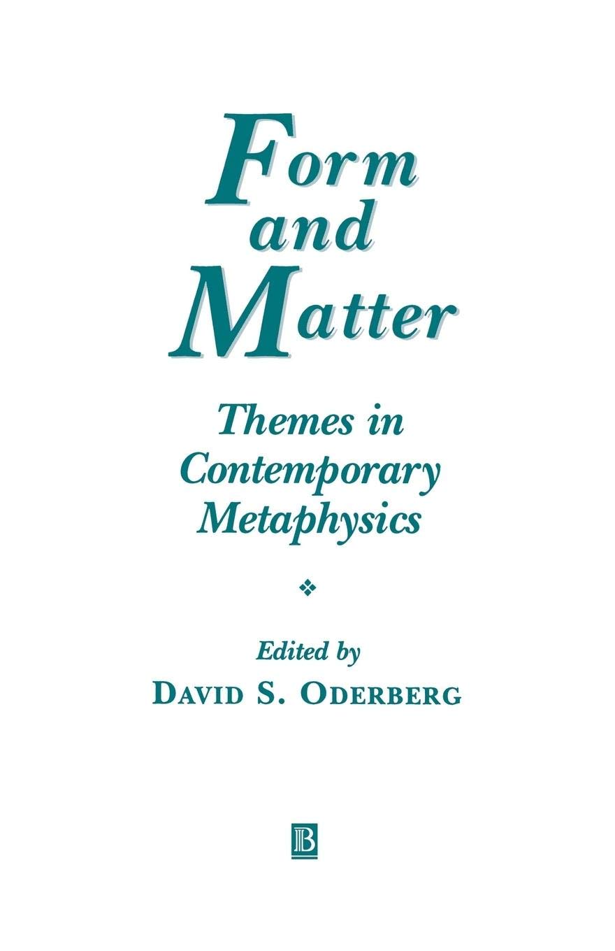 Form and Matter by David S. Oderberg PAPERBACK 9780631213895