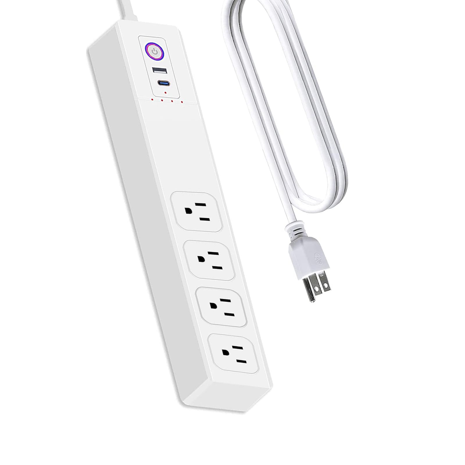 Surge Protector Power Strip, USB Power Strip, 4 Wide AC Outlets 4 USB, Overload Protection, PD65WUSB-C Power Strip with 5ft Extension Cord, 1700J, Home Office Desktop Charging Station ETL Certified