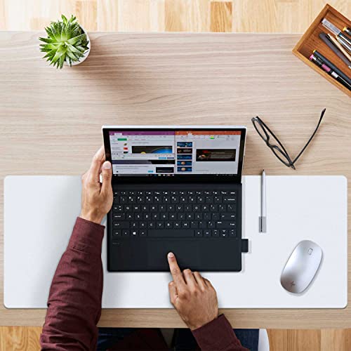 Image of Aothia Double-Sided Desk Pad, Large Mouse Pad, Office Mat, Non-Slip PU Leather Blotter, Laptop Pad, Waterproof Writing Pad for Office and Home (White, 23.6 inch x 13.7 inch)