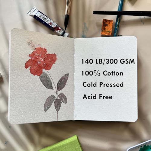 Cuaderno de bocetos de acuarela tumuarta de 10 x 15 cm y 24 hojas de algodón 2