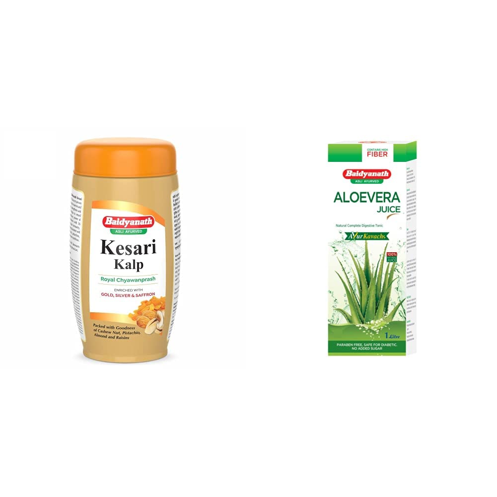 Baidyanath Kesari Kalp Royal Chyawanprash - Enriched With Gold, Silver And Saffron - 1 Kg & Aloe Vera Juice With Pulp, 1000 Ml - 2 Count (B0BP4W4LQD) Amazon Price History, Amazon Price Tracker