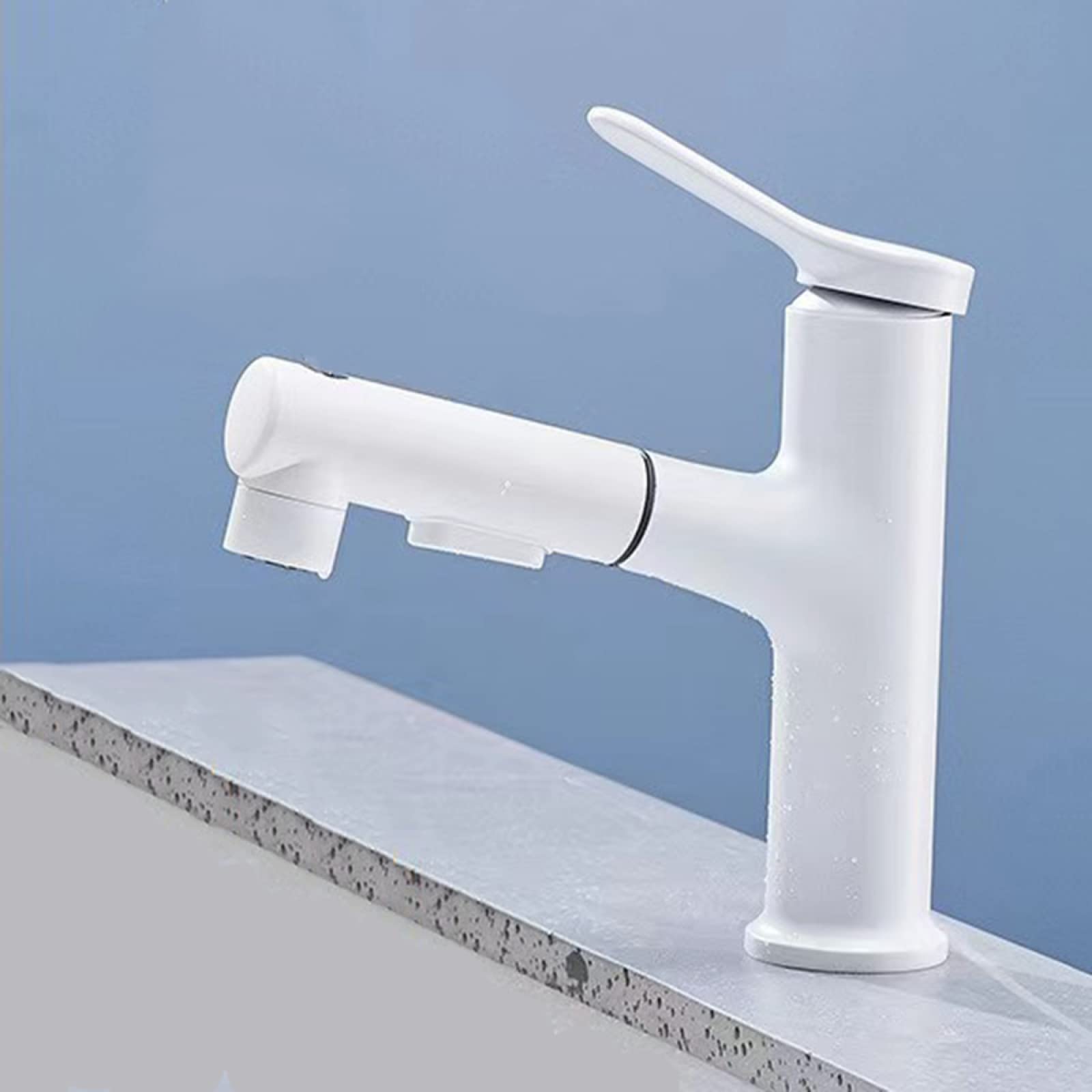 Robinet de salle de bain extractible noir et blanc monocommande