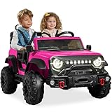 Best Choice Products Kids 24V 2-Seater Electric Ride On Car Truck w/ 132lb Weight Capacity, Parent Control, Bluetooth, LED Lights - Hot Pink