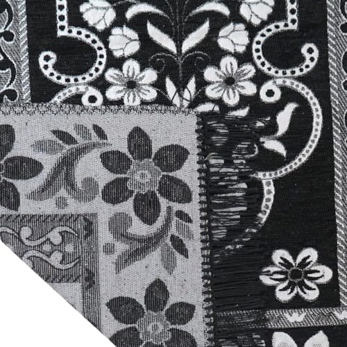 Image of Velvet Floral Janamaz Mat | Prayer Mat /Meditation Janamaz for Namaz /Meditation Mat /Muslim| Size 27x50| Washable Soft Prayer Mat (Black)