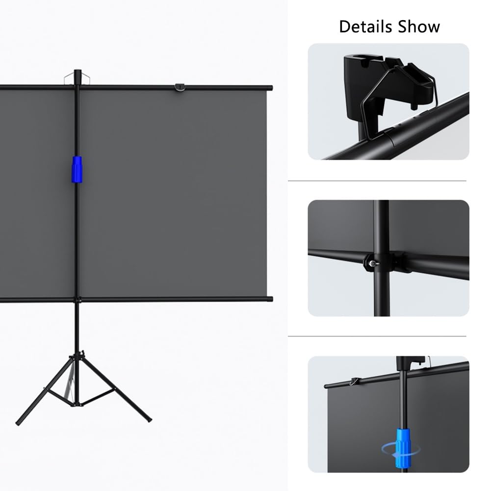 Schermo di Proiezione Portatile per Esterni 4K Ultra HD da 60" 72" 84" con Treppiede, Schermo Cinematografico da Parete per Cinema Al Chiuso(84"(16:9))