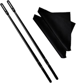 2 Sets Flute Cleaning Rod and Cloth, Flute Cleaning Kit, Flute Cleaning Rod and Flute Cleaning Cloth, Cleaning Swabs Flute Cleaning Cloth, Flute Cleaning Rod, Flute Cleaning Cloth Black