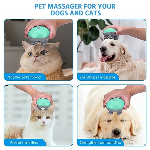 Upgraded-Handheld-Pet-Massager-for-Dogs-and-Cats-Electric-Cat-Massager-Dog-Massager-Cat-Head-and-Back-Scratcher-for-Relieving-Tight-Stiffness-Muscles-Promote-Bonding-Green