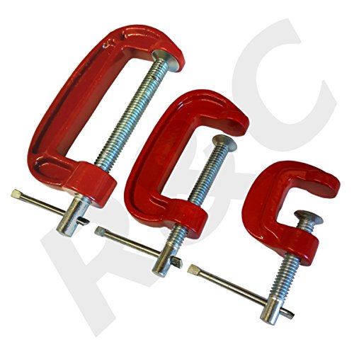 TZ 3Pc Mini G Clamp Set 25mm/50mm/75mm Red Metal Work - Image 2