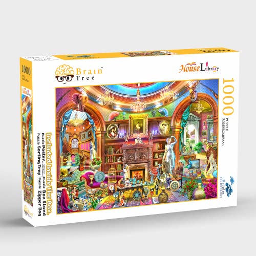 Brain Tree - House Library 1000 Piece Puzzle For Adults - Unique Puzzles For Adults 1000 Pieces And Up With Droplet Technology For Anti Glare & Soft Touch - 27.5”Lx19.5”W #TOP1