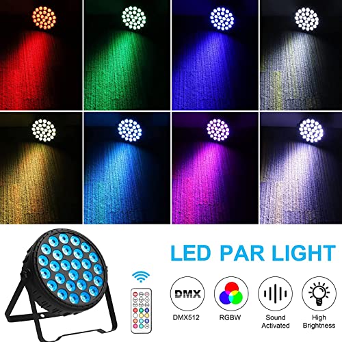 LED Par Light RGBW 160W Led Stage Lights DMX Controlled Sound Activated Auto Play 8/4 Channel Uplights for Events Wedding Halloween Birthday Party Dance Stage Lighting - Image 3