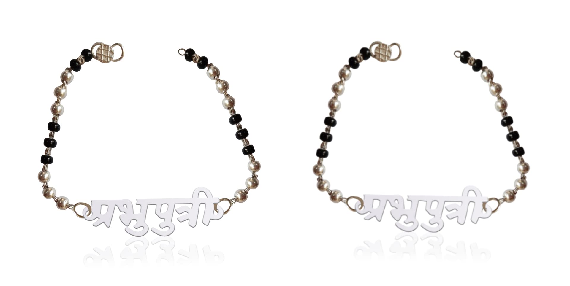 Veer JewelsCustomized Name Najariya Bracelet with 5/6/7/8" Chain 1 Pair (2 Pcs) 925 Sterling Silver Pendant for Unisex