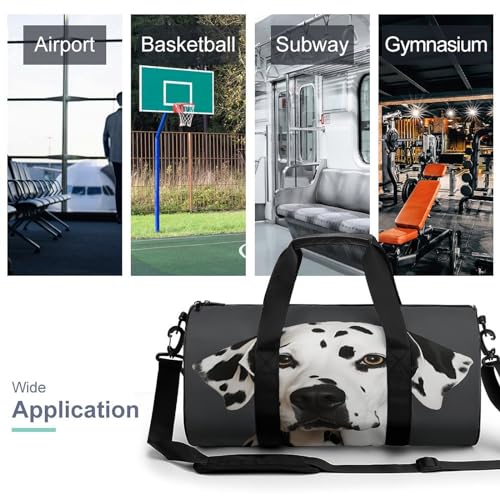 Cylindrical Gym Bag,Dalmatian Sports Gym Bag,Workout Bags,travel Weekender Bag,Duffle Travel Bag for Men Women, 17.7in/9in/9in, style3