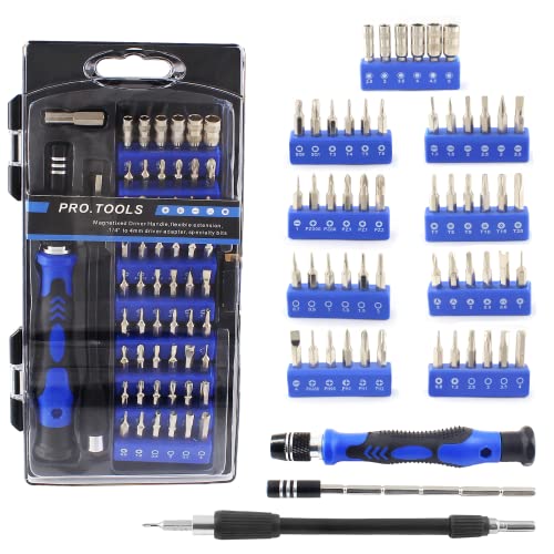 PHITUODA 58 in 1 Blau Präzisions-Schraubendreher-Bit-Set, Magnet-Präzisions-Schraubendreher-Kit, Magnet-Treiber-Kit für Handy, Smartphone, Spielkonsole, Tablet Cover