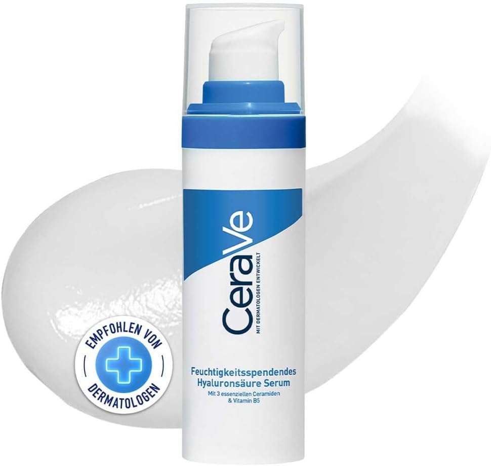 CeraVe Hydrating Hyaluronic Acid Serum, Three Essential Ceramides & Vitamin B5, Lightweight Gel Formula, 24-Hour Hydration, Face Serum for All Skin Types, Dermatologist Developed, 30ml