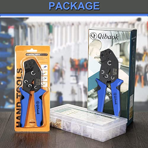 Wire Terminal Crimping Tool Kit, Qibaok Ratcheting Wire Crimper Awg 22-16(0.5-1.5Mm²) With 500Pcs Female Male Spade Connectors & Bullet Connectors Terminals #TOP6
