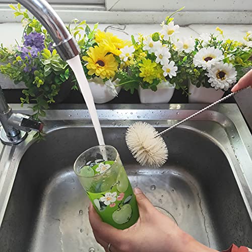 Coralpearl Stainless Steel Soda Bottle Cleaning Brush Set Natural Boar Bristle Wool Tip Long Handle, Flexible Bendable Thick Wire Cleaner for Narrow Neck Water Baby Bottles Straw Pipe Tube Flask (4) - Thumbnail 5
