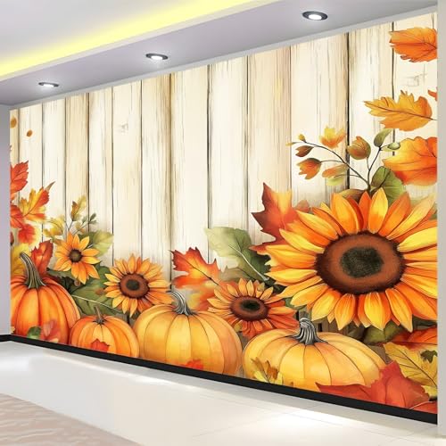 Papier peint citrouilles intissé pour masquer imperfections mur