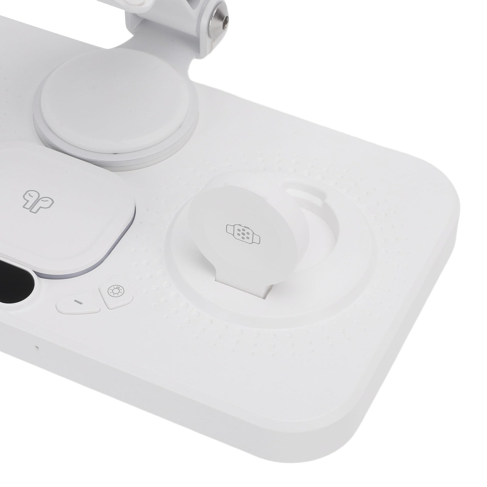 Chargeur sans Fil 6 en 1 pour et, Station de Charge Rapide 15 W avec Horloge Numérique, Lumières Réglables en 6 Couleurs, Support Pliable pour Séries 16/15/14/13/12 et Montre 1-10 (White)