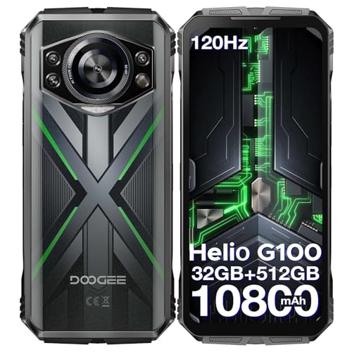 DOOGEE S Cyber Pro Movil Irrompible 2025, 32GB+512GB/2TB Movil Resistente, Helio G100 Octa Core, Móvil Rugerizado 10800mAh/33W, 6.6 FHD+ 120Hz, 50MP+32MP+20MP Visión Noctura, IP68/Face ID/NFC/GPS