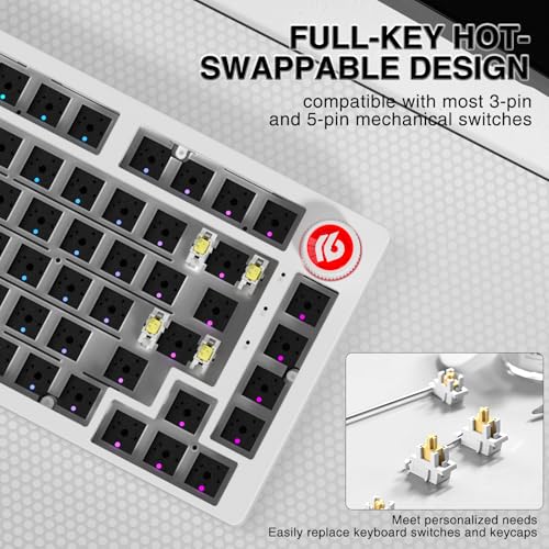 Image of CORBOBO LEOBOG Hi75C Upgraded Wired Mechanical Keyboard Kit - Aluminum Alloy Gasket Mount 75% Barebones DIY Base with Hot Swap, RGB Backlighting & Volume Knob - Enhanced Custom Gaming Keyboard Build