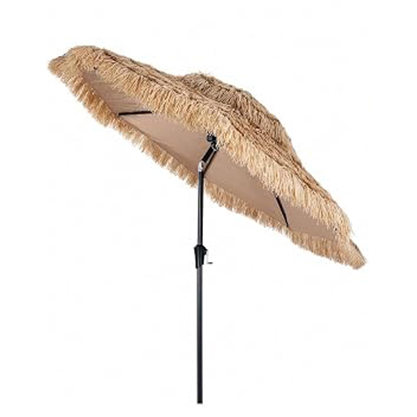 GOPLUS 275cm Parasol Paille PE de Jardin Exterieur avec Toit Inclinable 30°