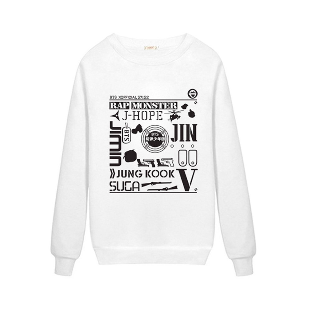 Hit Kpop BTS Bangtan White Hip Hop Hoodies Sweatshirts