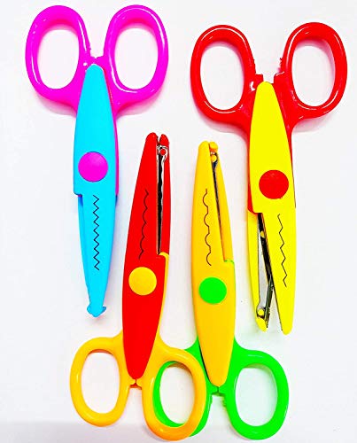 Qatalitic Zigzag Scissors (Pack of 4) for DIY Art and Craft, Zig Zag Paper Shaper Scissor Set