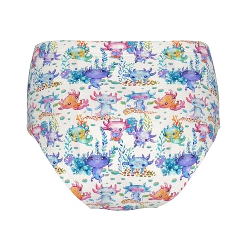 Watercolor Cute Axolotl Girls' Underwear Soft Cotton Little Girls Panties Comfort Briefs2