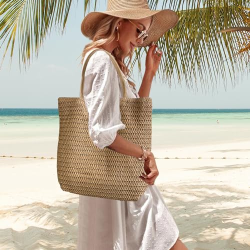 Bolso playero grande tejido para mujer miniatura 2