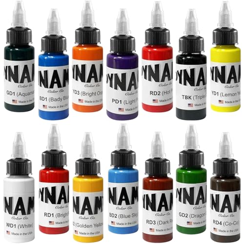 Tatuaggio a inchiostro a colori DLDN01 con 14 inchiostri ultra-luminosi, pittura di corpo a colori, tatuaggio permanente (30 ml)