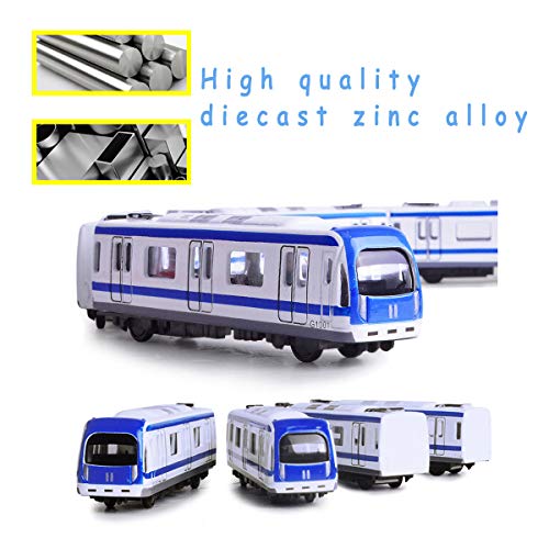 MinYn Toy Train Die Cast Metal Alloy City Rail Subway Train Model Pull Back Toy Vehicle Collection for Kids -Set of 4PCS