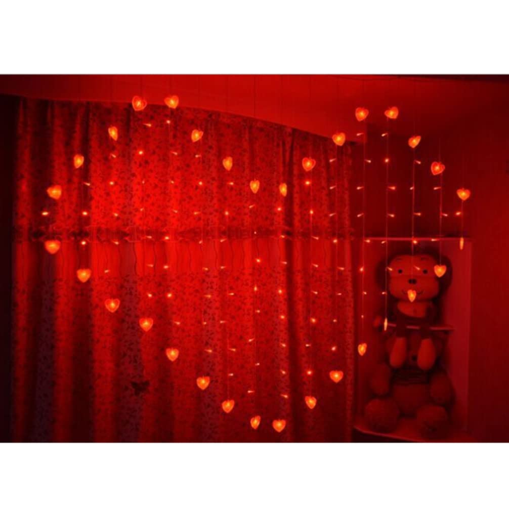 Uonlytech Luci a Tenda a Forma di Cuore LED per Decorazione Matrimonio e Festa Indoor, 2x1,5m in Acrilico Rosso per Creare Atmosfera Calda e Rilassata su Patio