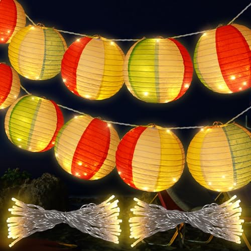16 Pcs Beach Ball Lantern String Lights 19.7 ft 40 LED Beach Ball...