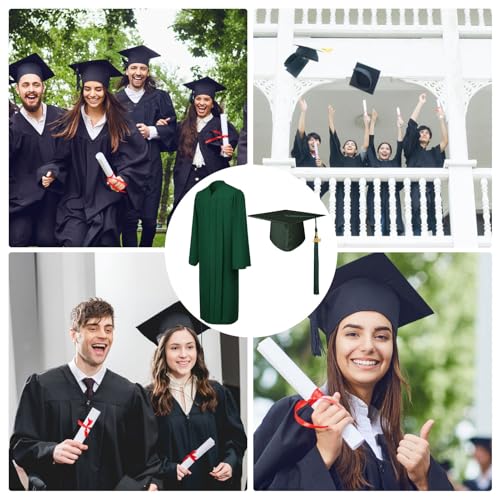 Robe de remise de diplôme mate et bonnet universitaire avec pompon pour lycée - 4