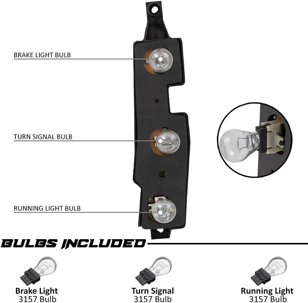 EPIC LIGHTING AMOE Replacement Rear Brake Tail Light Connector Plates w/ Bulbs Compatible with Chevrolet GM GMC 88-00 C/K 92-99 Suburban Yukon 92-94 Blazer 95-99 Tahoe 99-00 Escalade - Pair