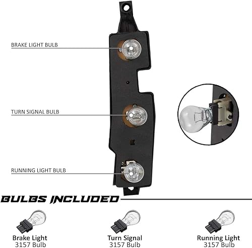 Epic Lighting Amoe Replacement Rear Brake Tail Light Connector Plates W/ Bulbs Compatible With Chevrolet Gm Gmc 88-00 C/K 92-99 Suburban Yukon 92-94 Blazer 95-99 Tahoe 99-00 Escalade - Pair #TOP2