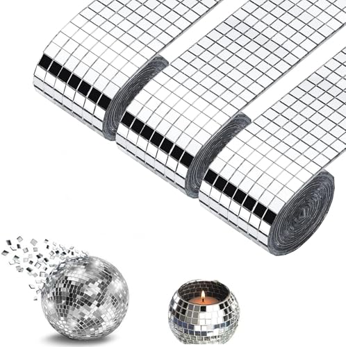Carrelage Miroir Mosaïque Carré,4800 pièces 5 x 5 mm Autocollant Mosaique Verre Feuilles de...
