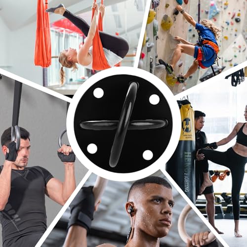 LDHHYH 2PCS Suspension Trainer, Heavy Duty Ceiling Mount Anchor Bracket for Suspension Straps, Black Steel Swing Anchor Plate with Screws for Hammock Yoga Punch Bag Indoor Outdoor Mounting - Image 7