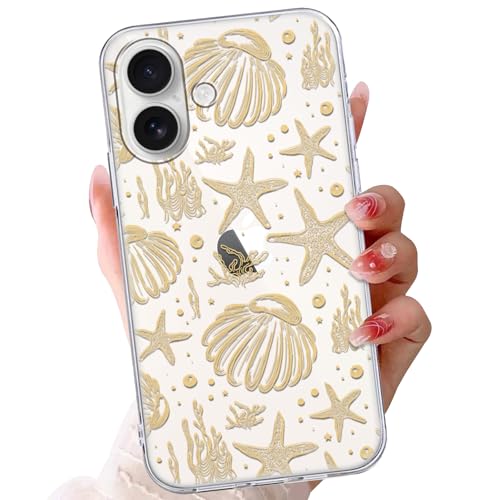 Coque iPhone 16 étoile de mer transparente et antichoc souple