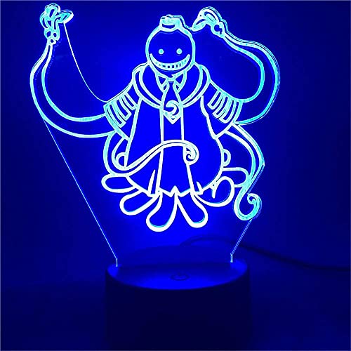 GSMSZN Veilleuse Enfant Led Assassination Classroom A Lampe Illusion 3D Lampe Chevet Tactile 16 Couleurs Changeantes De Lampe De Bureau Tactile Pour Les Cadeaux De D'Anniversaire D'Enfants, Noir Cover