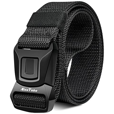 AivaToba Mens Belt Tactical, Military Style Heavy Duty Nylon Work Belts with Quick-Release Metal Buckle Cover