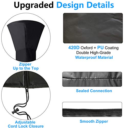 image for CKE Upgraded 420D & PU Patio Heater Cover Waterproof with Zipper, Stan