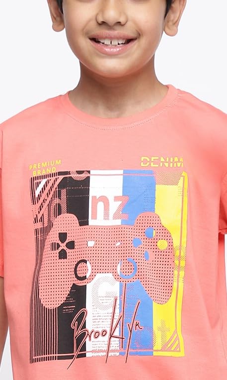 Image of HOMEGROWN Li'l Tomatoes Boys Cotton Printed T-Shirt | Half Sleeve Round Neck Casual Summer Wear for 3-16 Years