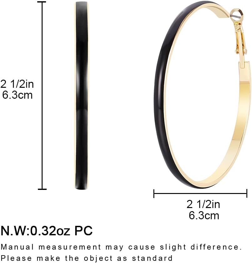 Big Hoop Earrings for Women, Black/Red/Blue/Cream Colored Hoops Earrings for Women Gift 62mm - Image 6