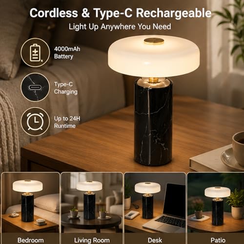 Lampe de table tactile rechargeable intensité variable 3 voies - 4