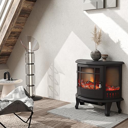WarmieHomy Electric Fire Stove, Black Retro Electric Fire Freestanding with Realistic LED Log Fire Flame Effect, Adjustable Thermostat, Flame Dimmer, Overheat Protection, 1800W - Image 8