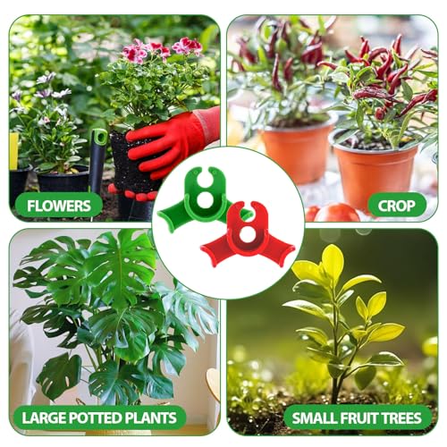 Feliciay 60 Stück Pflanzenbieger,Plant Training Biege Clips,Pflanzentrainer für niedrige Belastung Pflanzenstützclips 90 Grad Pflanzenstiel-Trainer,Gardening Plant Support(Rot+Grün)
